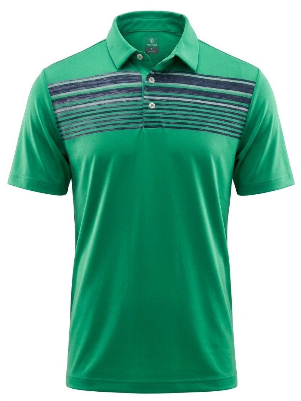 Green Striped Polo Shirt By Pro Tour